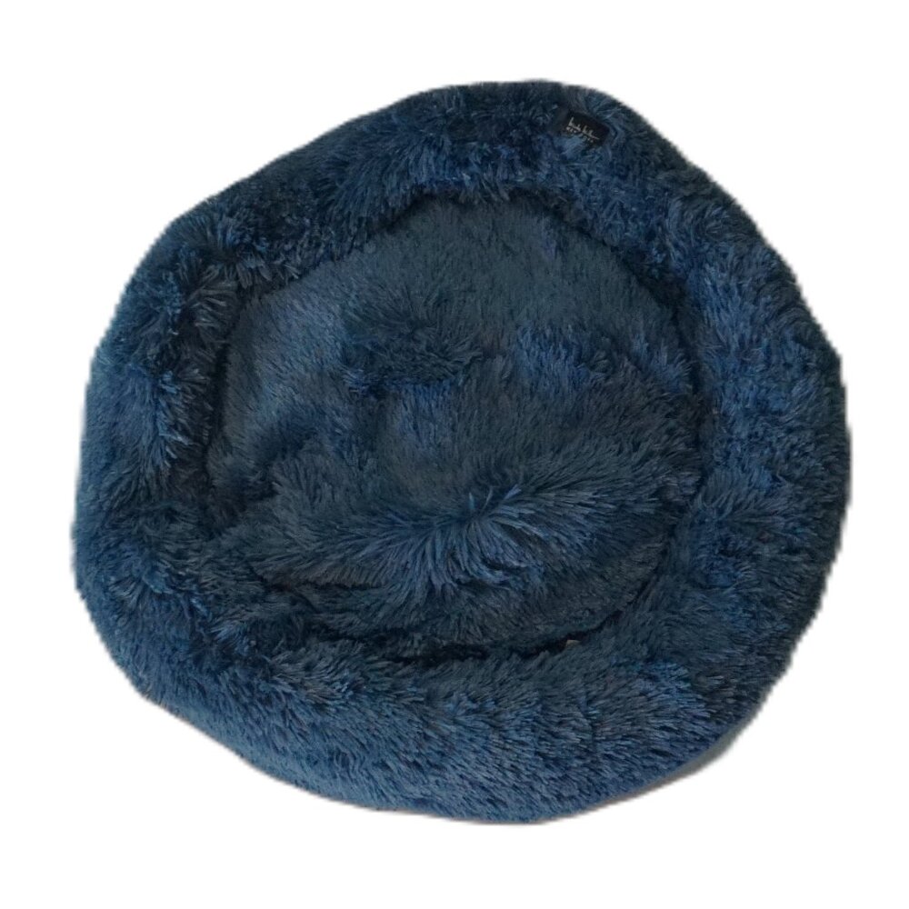 Nicole Miller Dark Blue Fuzzy Donut Cuddle Dog Bed for Medium Size Dogs